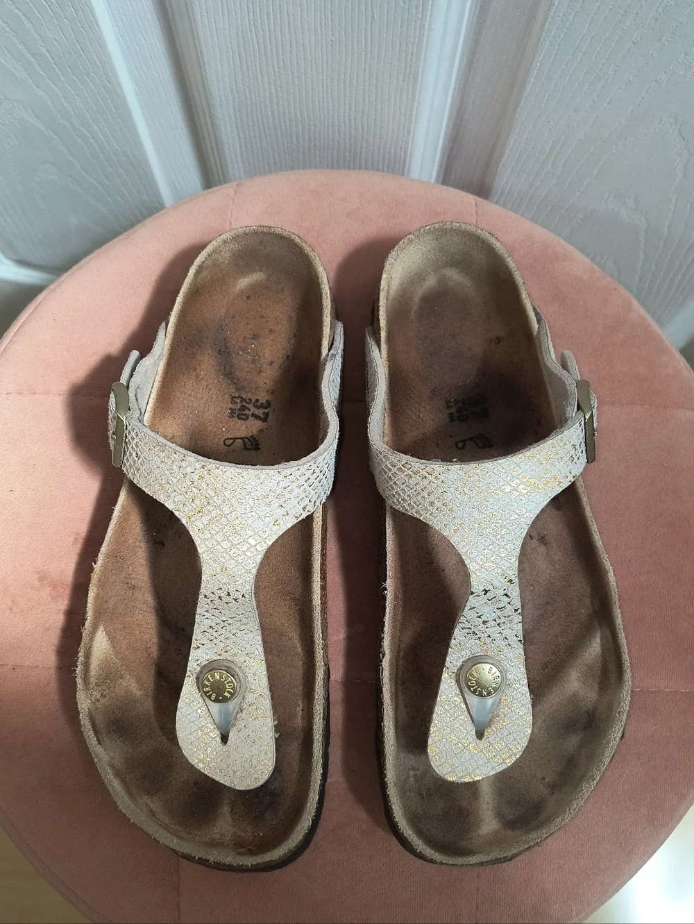 Birkenstock Gizeh Sandals Snake Skin Metallic Size 37 EU / 6-6.5 US - Picture 2 of 7